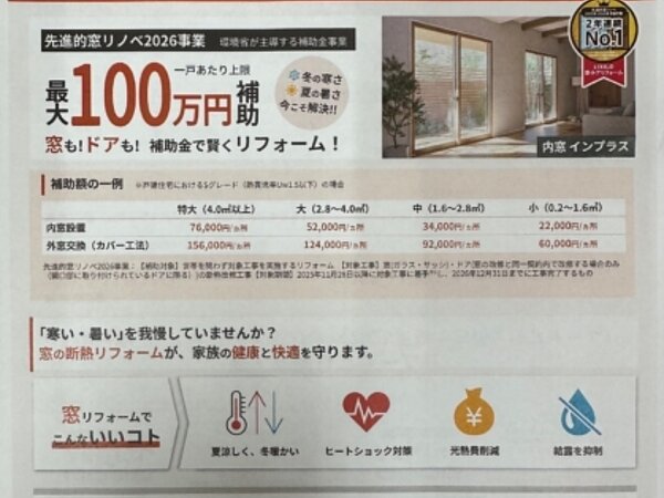 超大型補助金　先進的窓リノベ事業２０２６の画像
